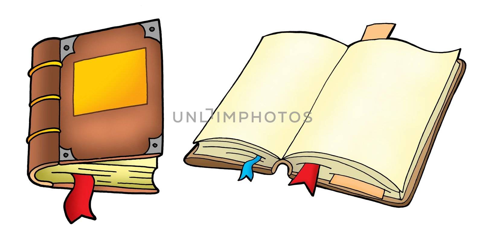 Two books on white background - vector illustration.