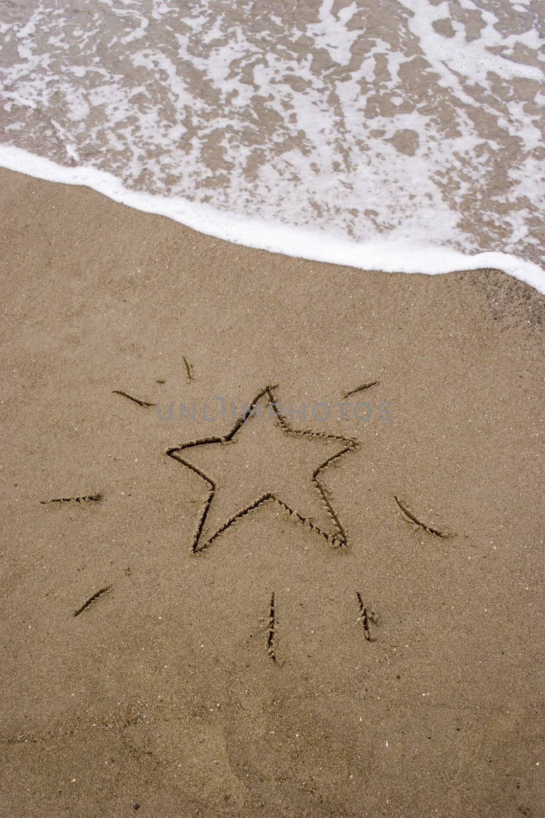Christmas star in the sand. A summer Christmas in the Southern Hemisphere.