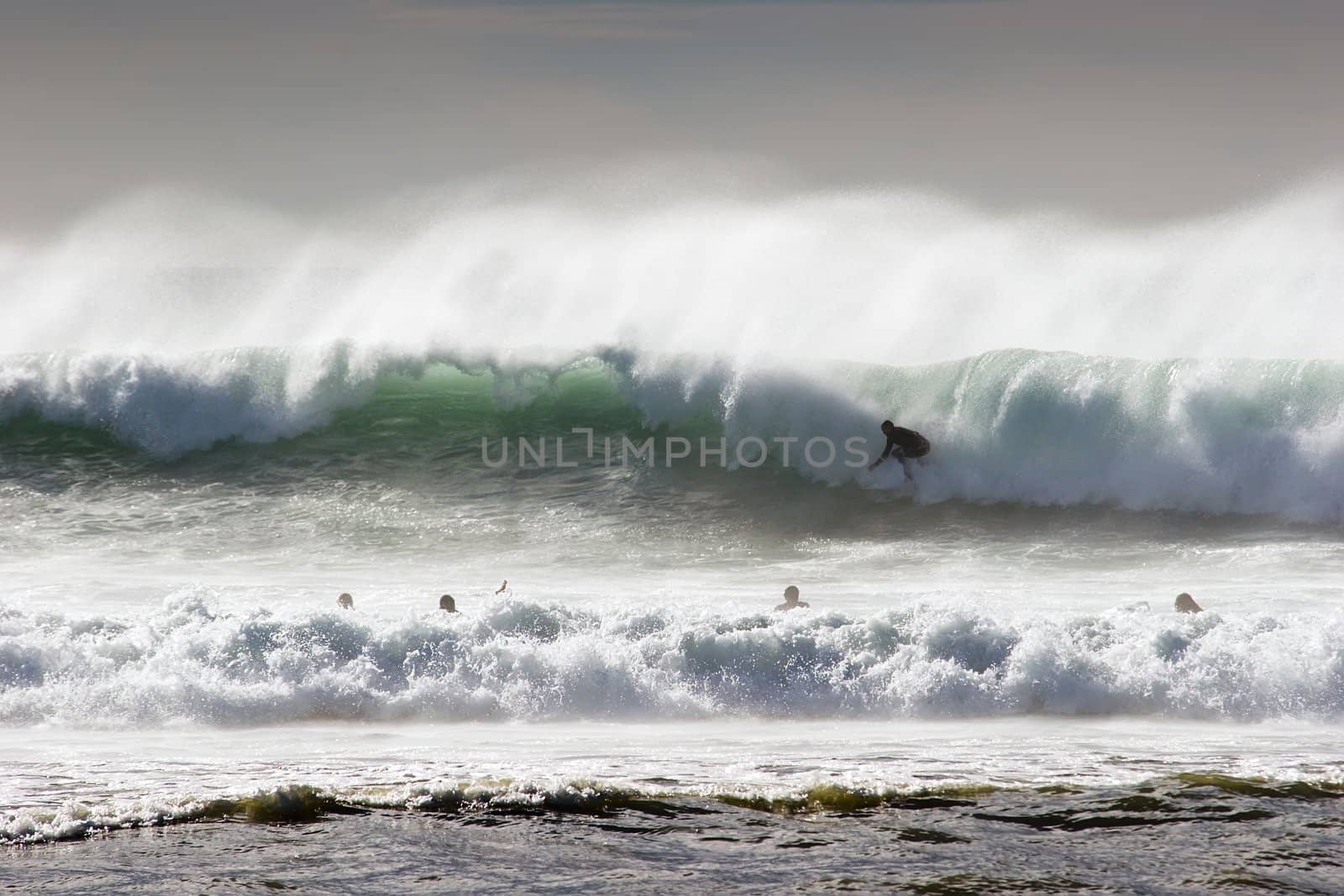Surfing the break at Haumoana Beach, Hawke's Bay, New Zealand
