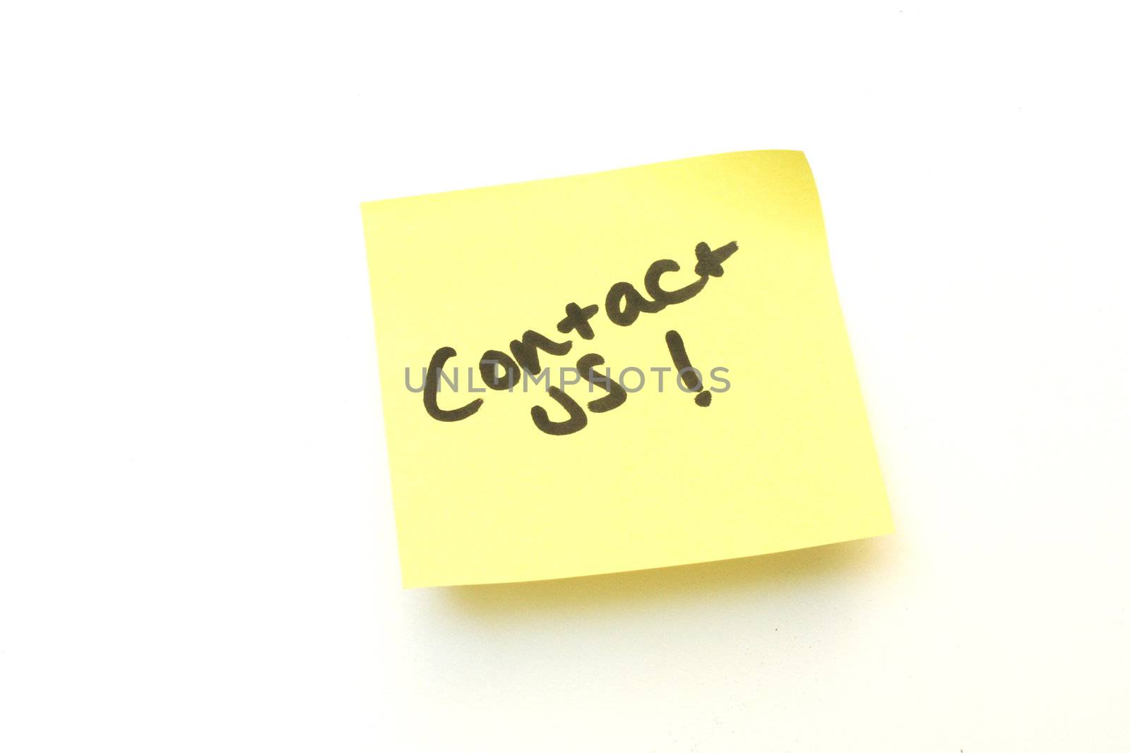 contact us written on a yellow sticky post it note