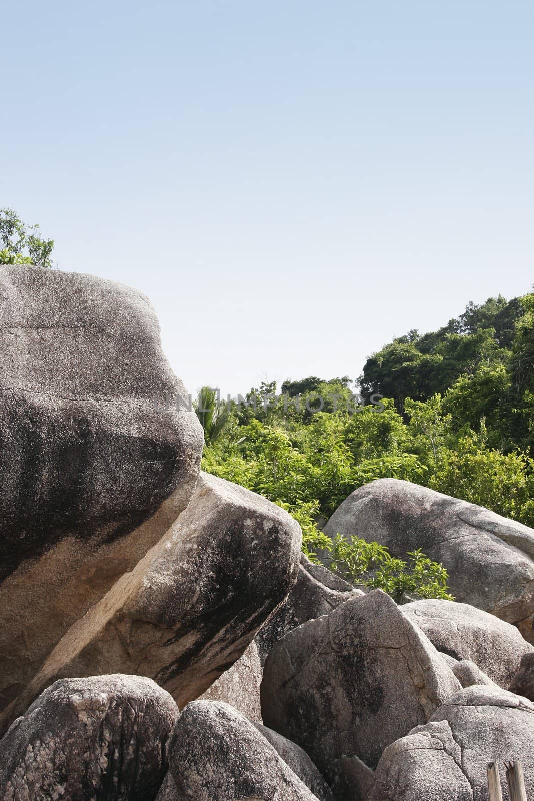 Rock formations on the coast of Mango Bay, Koh Tao Island, Thailand