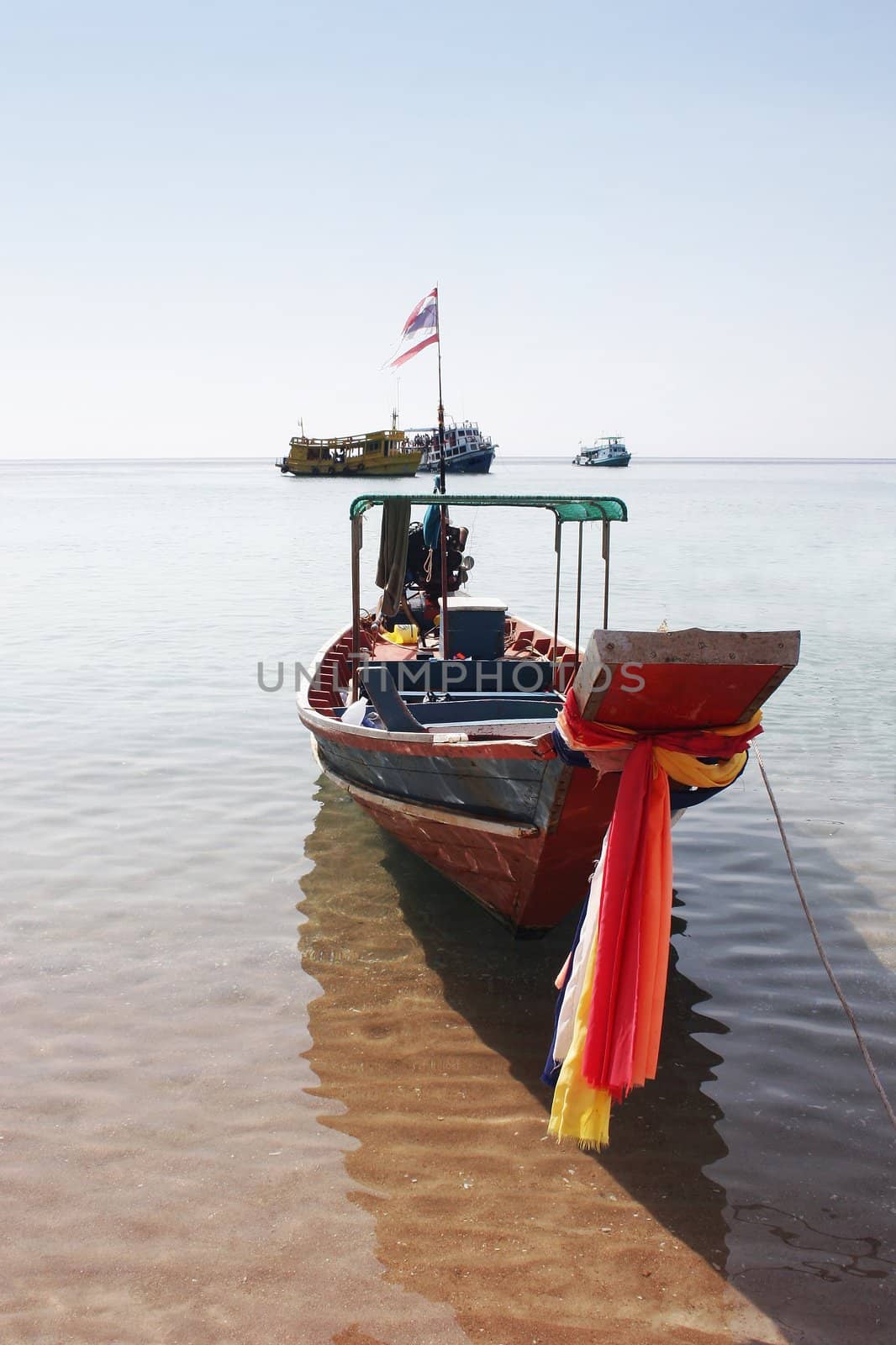 Longtail boat at Mango Bay, Koh Tao Island, Thailand - a popular place for diving and snorkelling