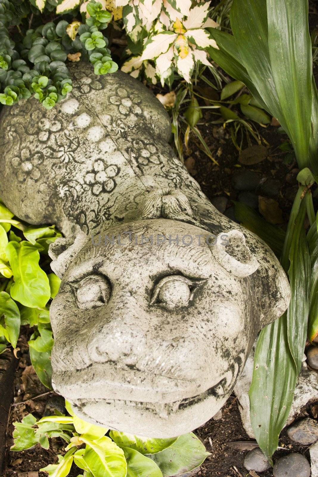 A sculpture in a garden in Bangkok