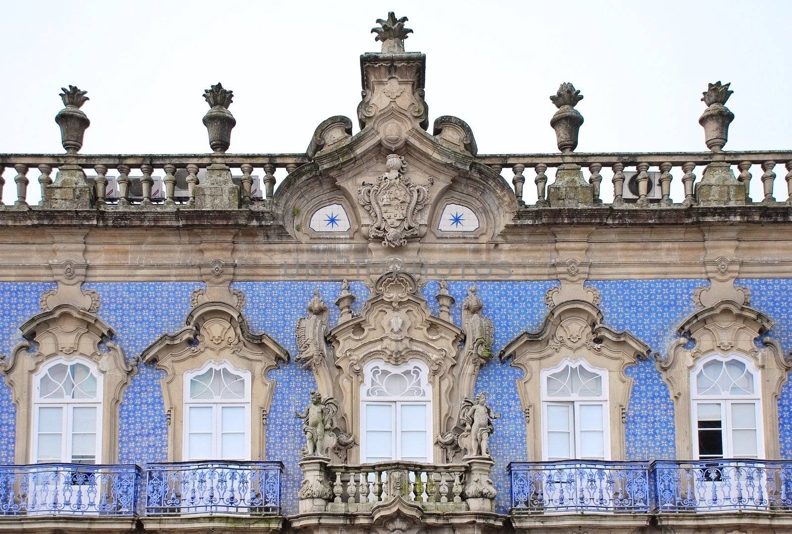 The front of Palacio do Raio - famous palace in baroque, Braga, Portugal