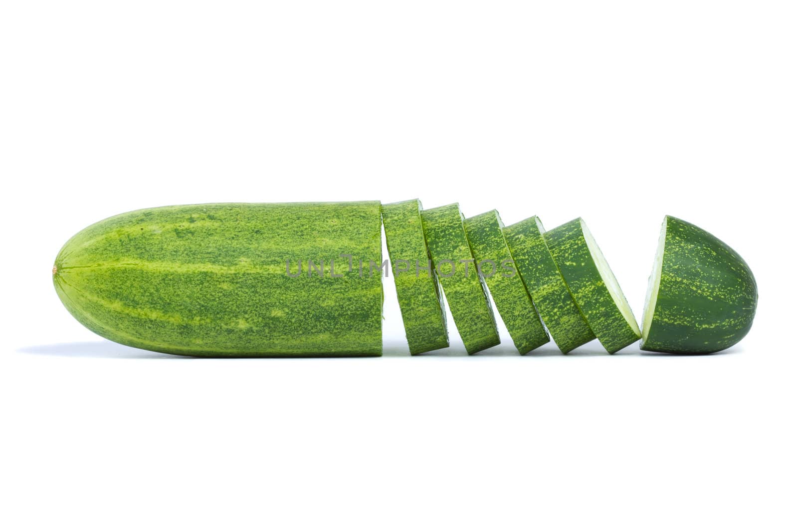 green cucumber isolated on white background with clipping path