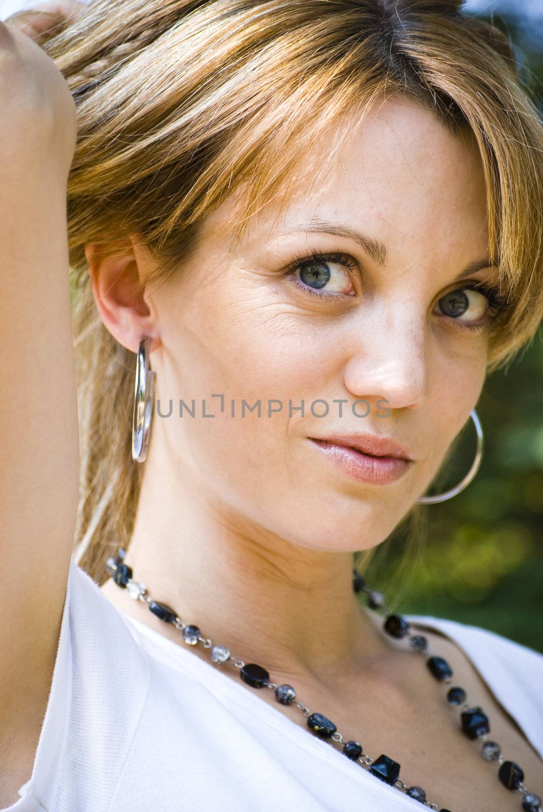 beautiful young model posing outdoor