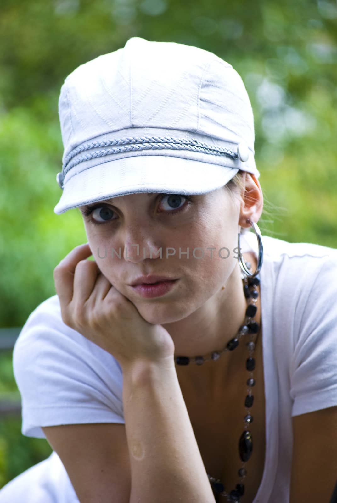 beautiful young smiling woman with hat