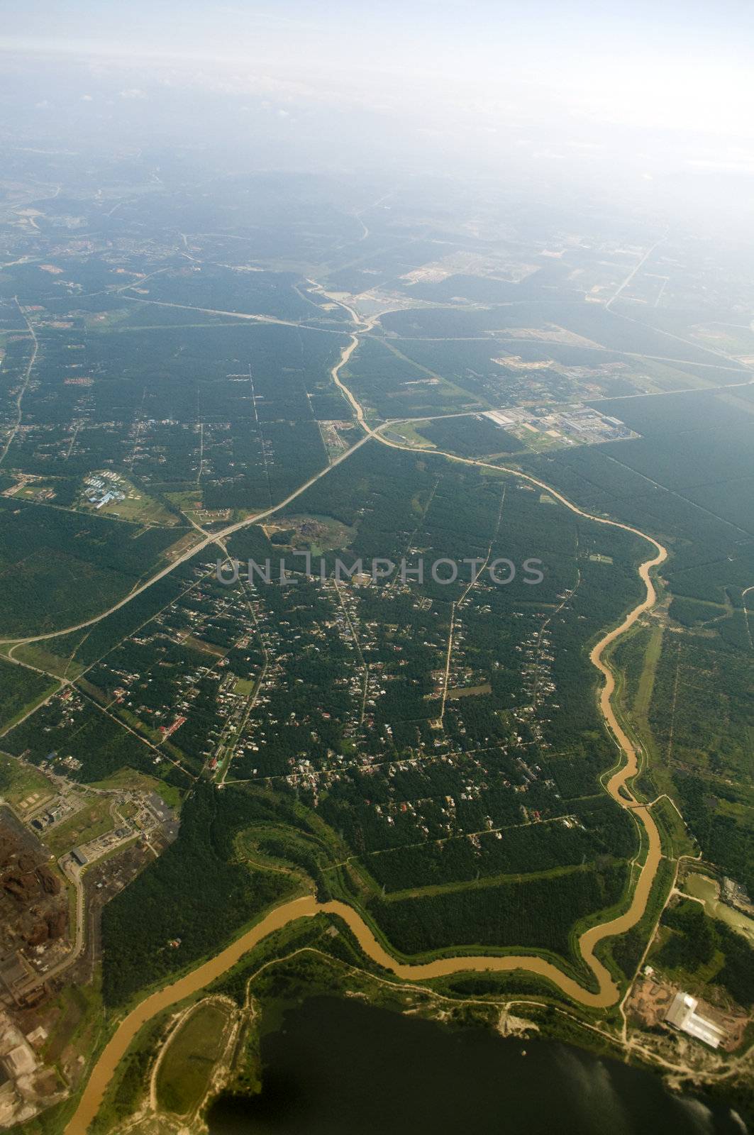 Aerial view over a rural area at Malaysia.
