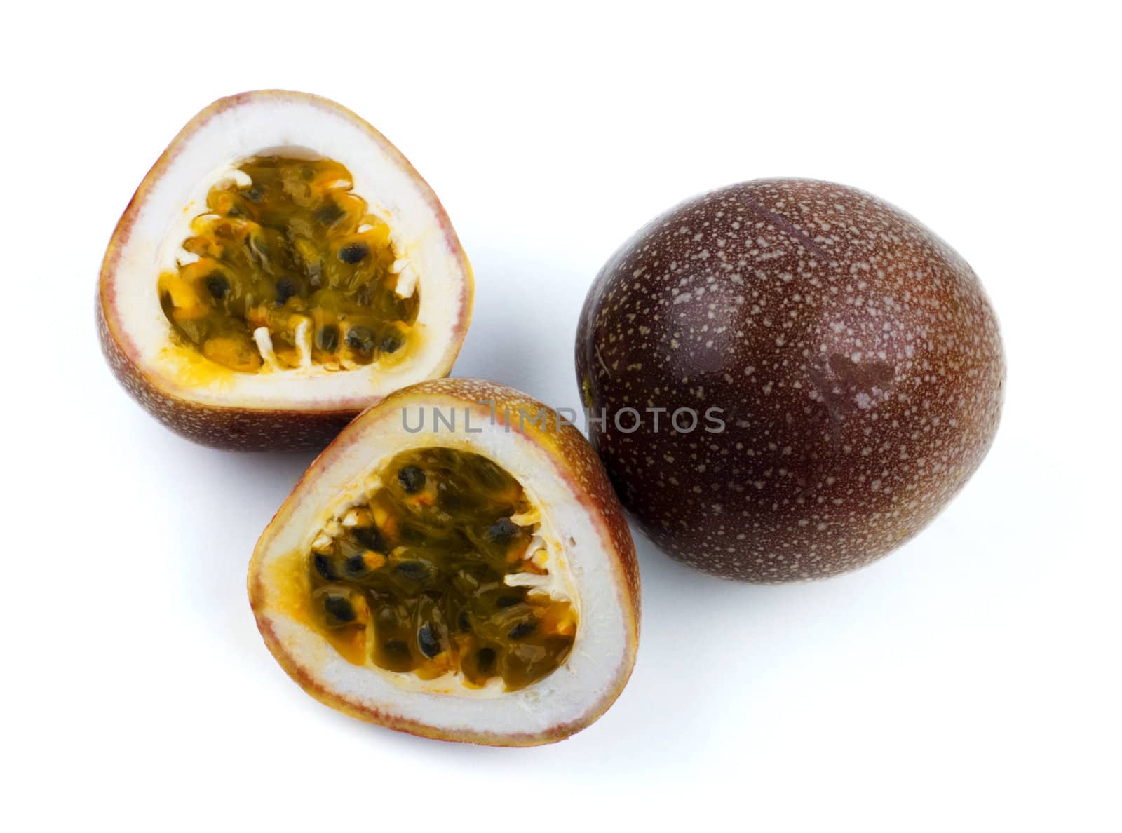 Passion Fruits isolated on white.