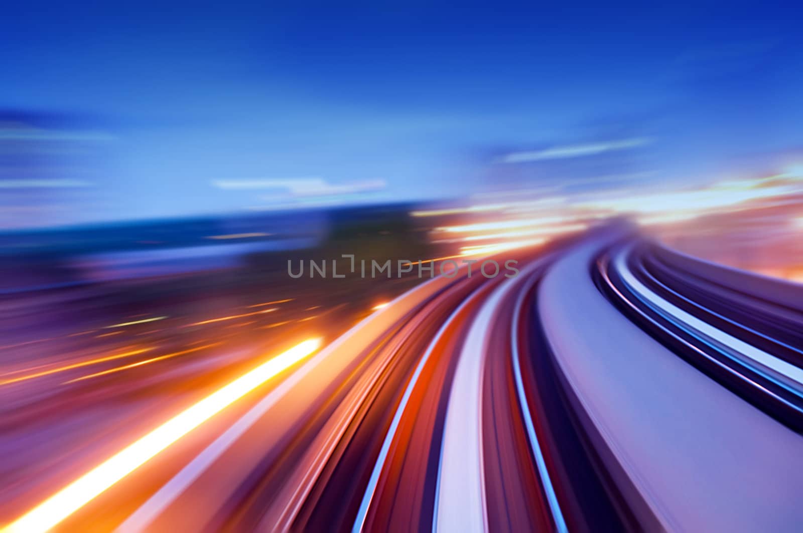 Abstract view on elevated highway, speeding concept.