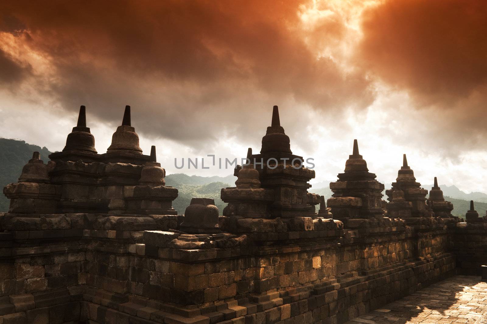 Borobudur Ruins at Yogyakarta, Central Java, Indonesia.