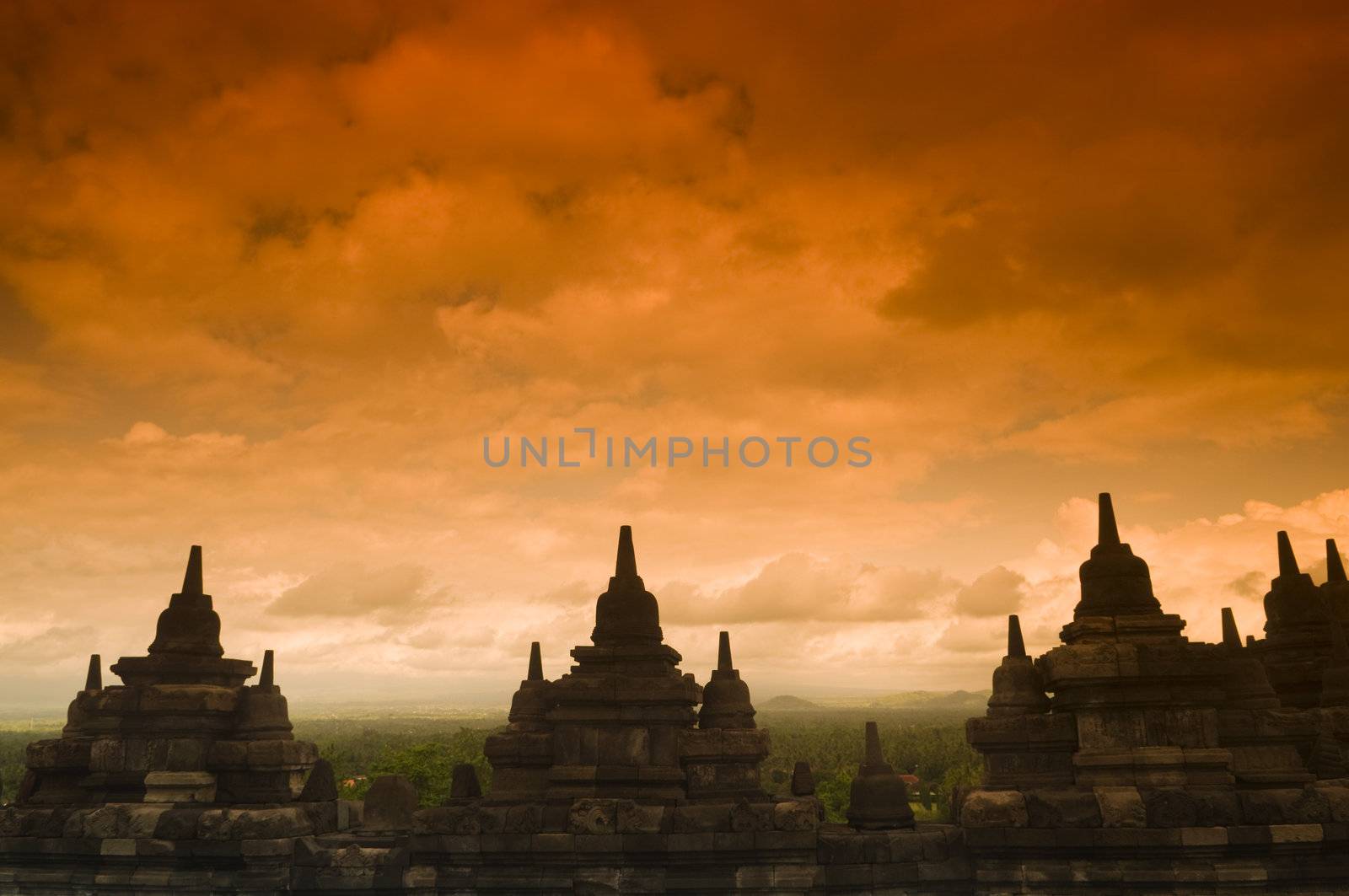 Borobudur Ruins at Yogyakarta, Central Java, Indonesia.