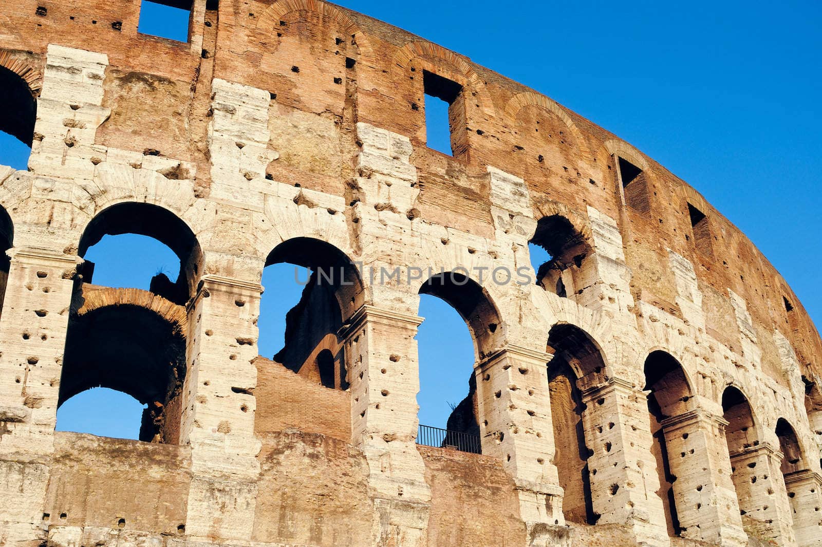 Ancient Walls of Great Roman amphitheater Colosseum in Rome, Italy