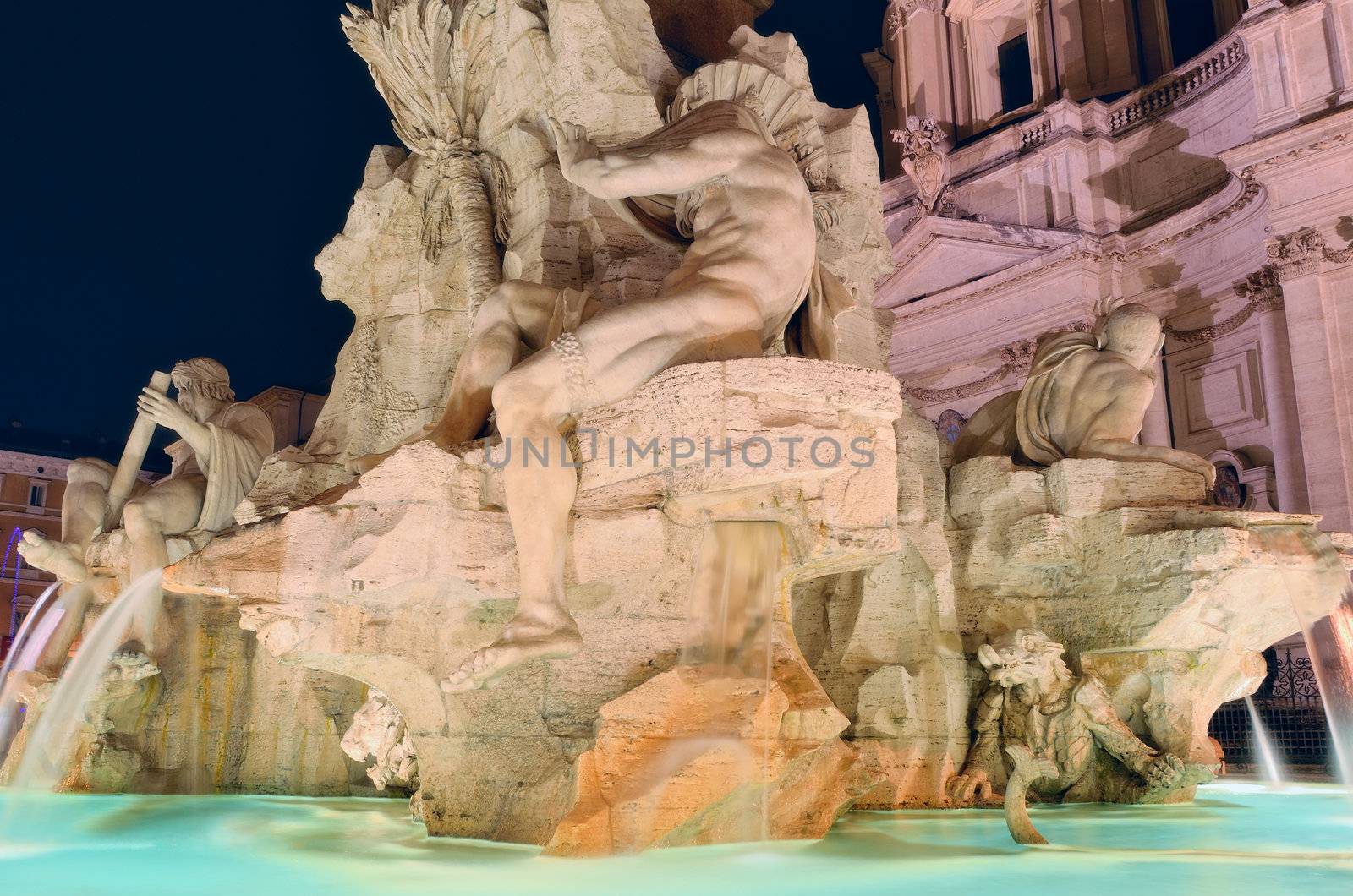 Fountain of the Four Rivers in Piazza Navona, Rome, Italy