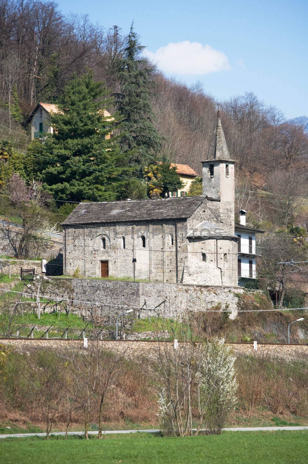 Italian medieval church - San Quirico, Domodossola, Italy