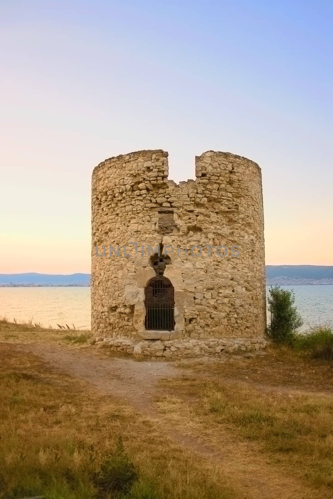ancient tower in nessebar, bulgaria