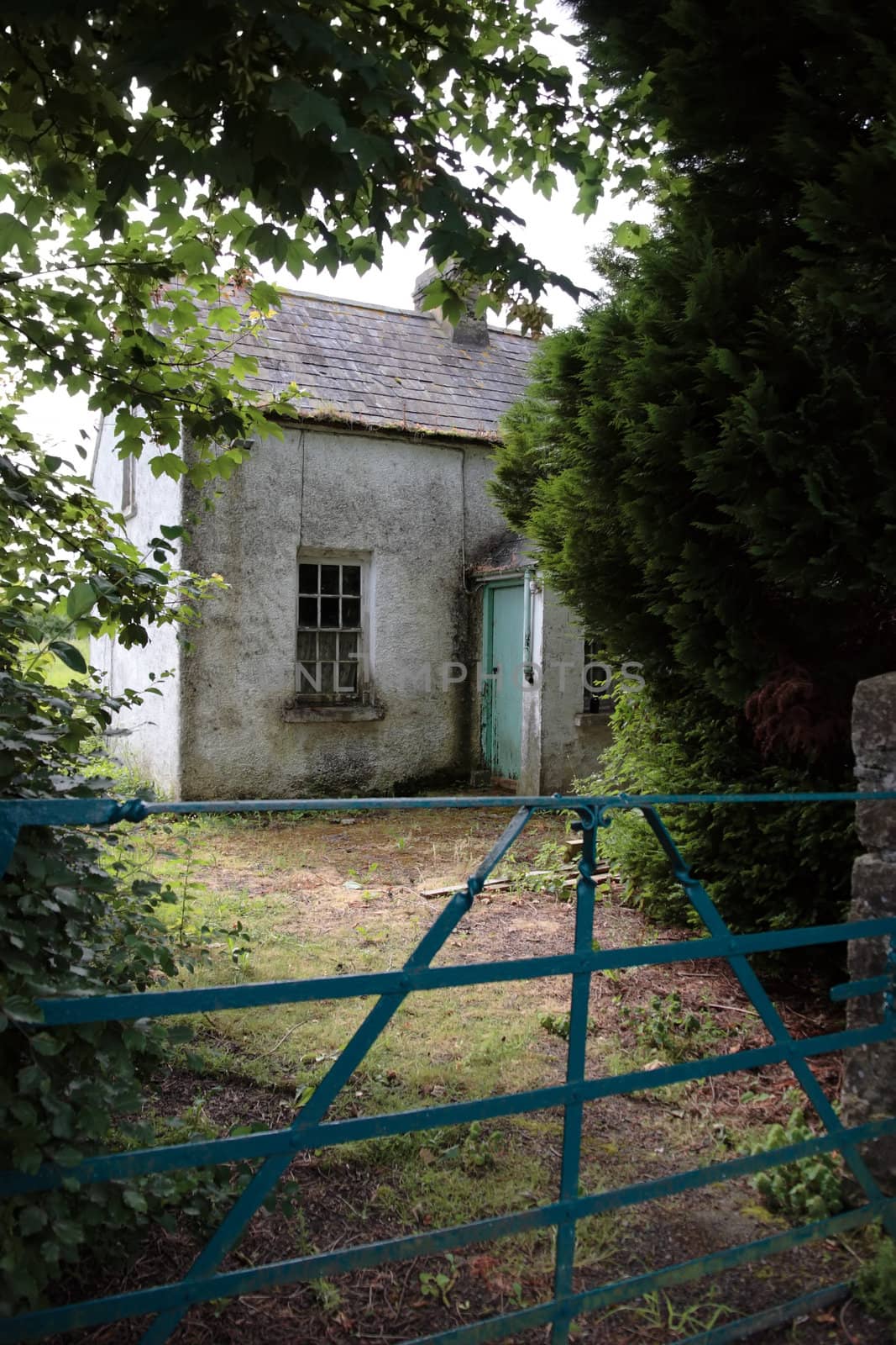 an old decaying cottage front in ireland
