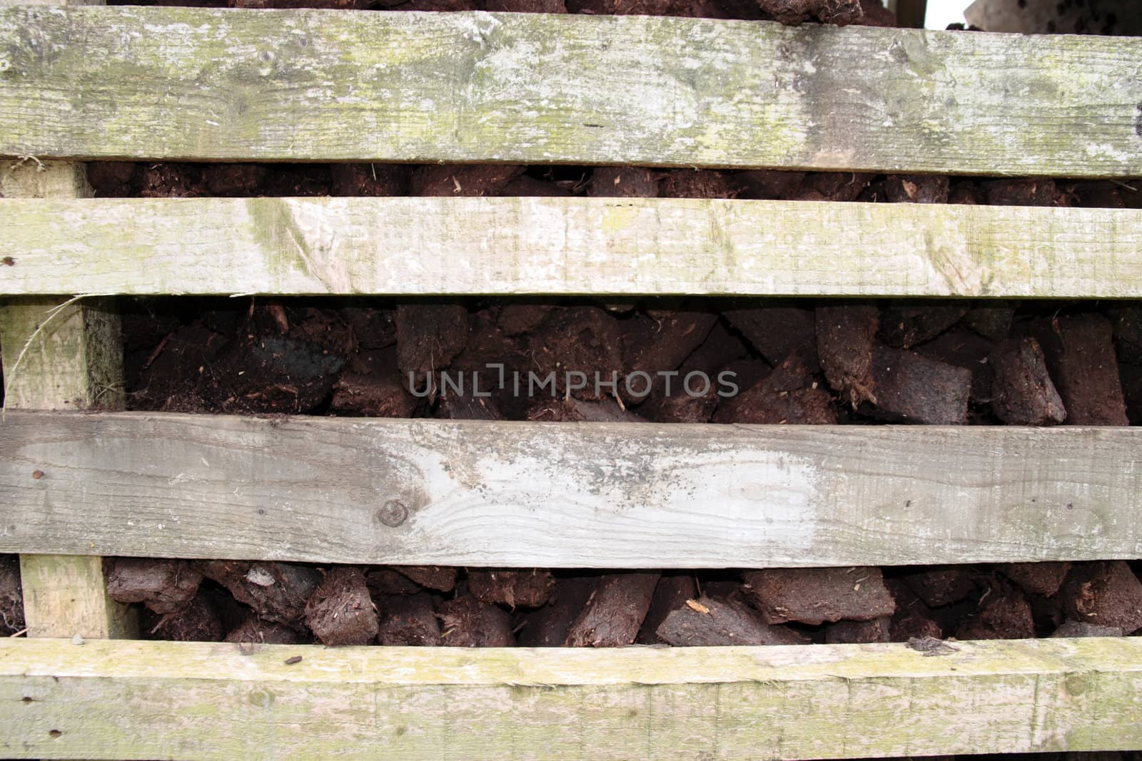 an irish fuel source stacked for storage