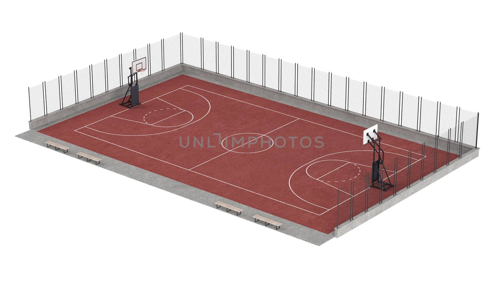 Basketball court isolated on white background