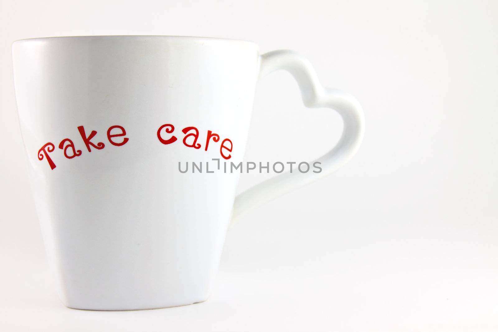 take care word on a lover cup of coffee