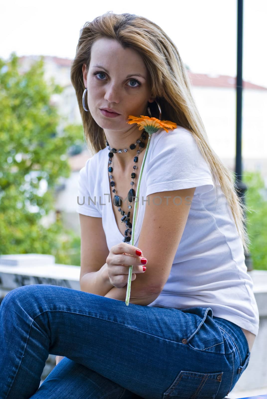 beautiful young woman with flower by Dessie_bg