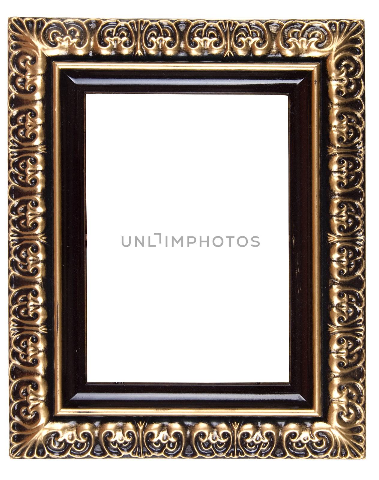 Old Gold Picture Frame on white background