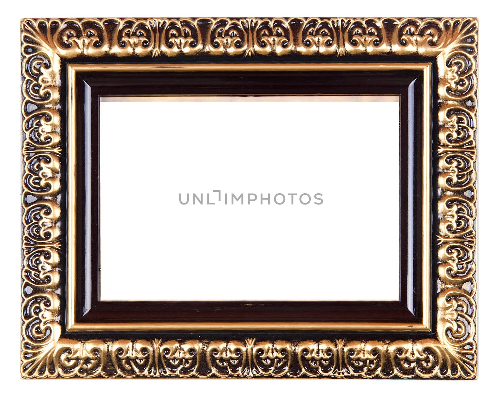 Old Gold Picture Frame on white background