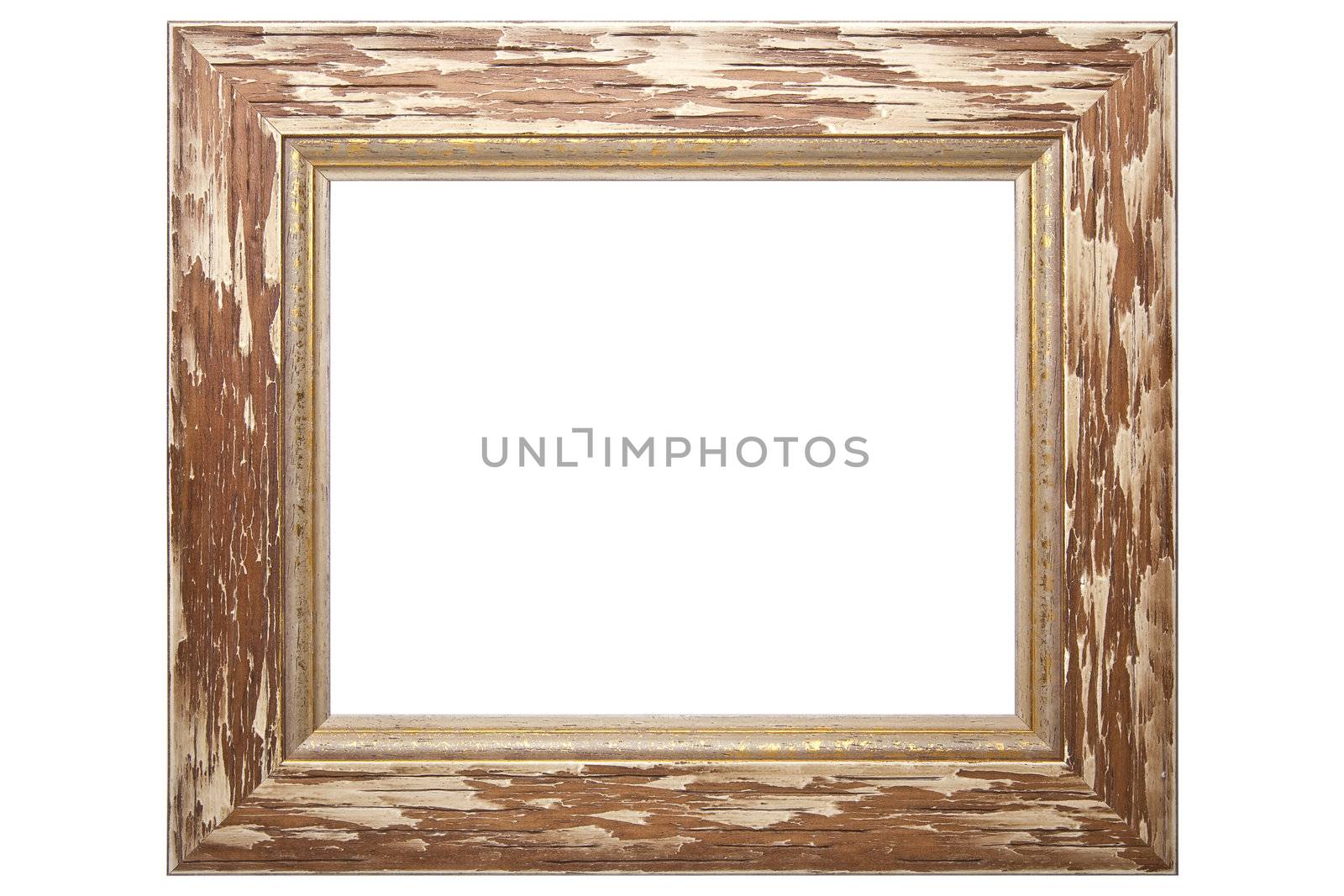 Old Picture Frame Isolated On White Background, Design Element