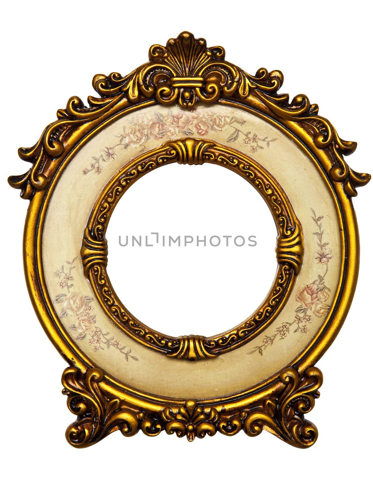 Old Gold Picture Frame on white background