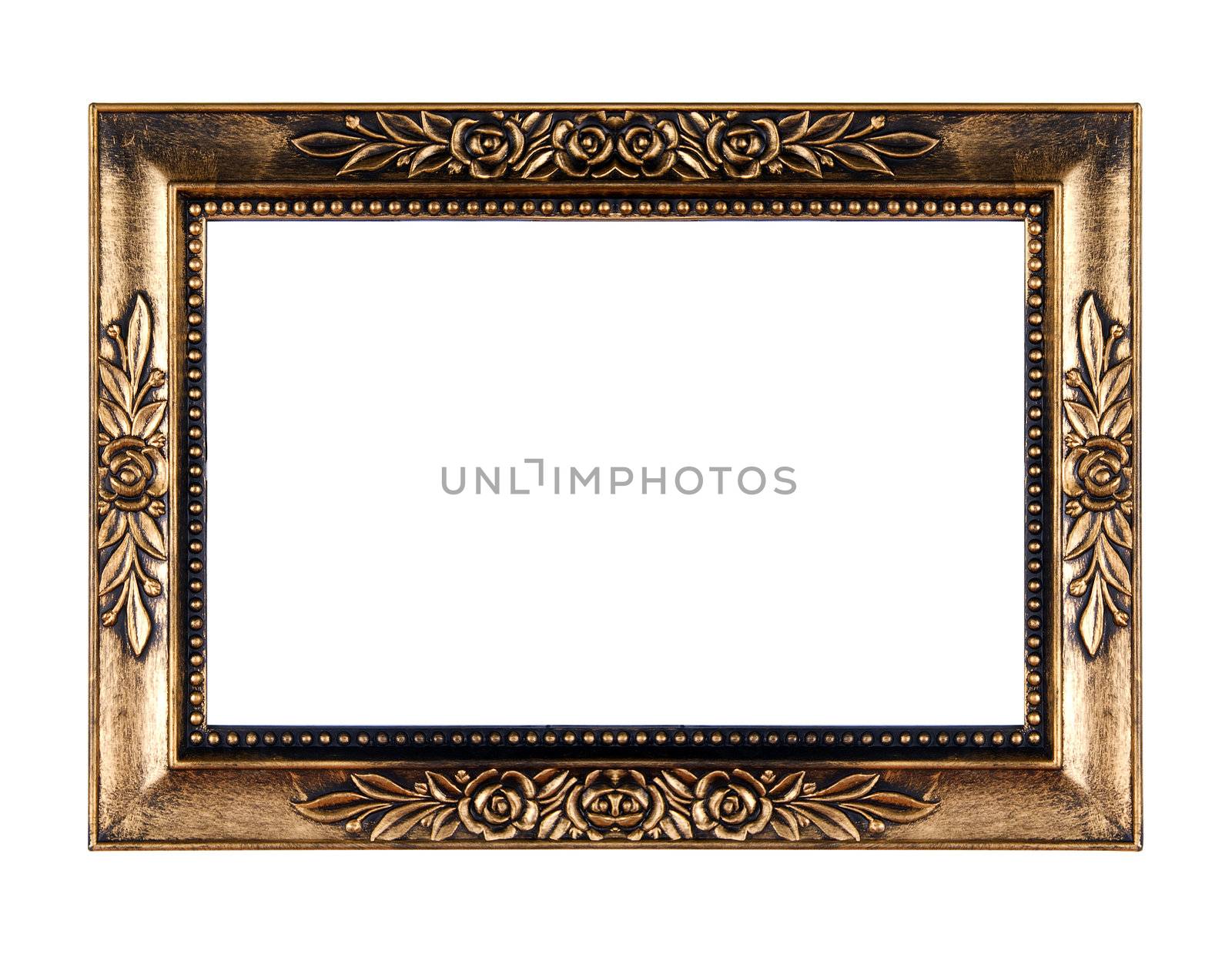 Old Gold Picture Frame on white background