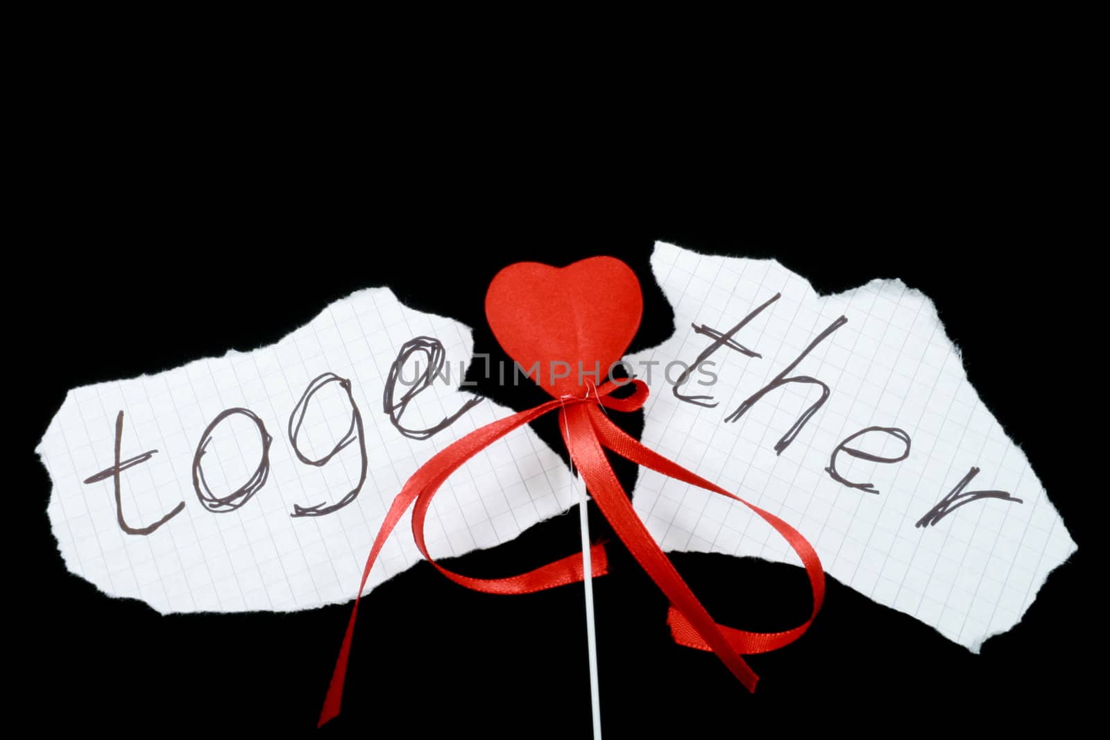 together with red hearts