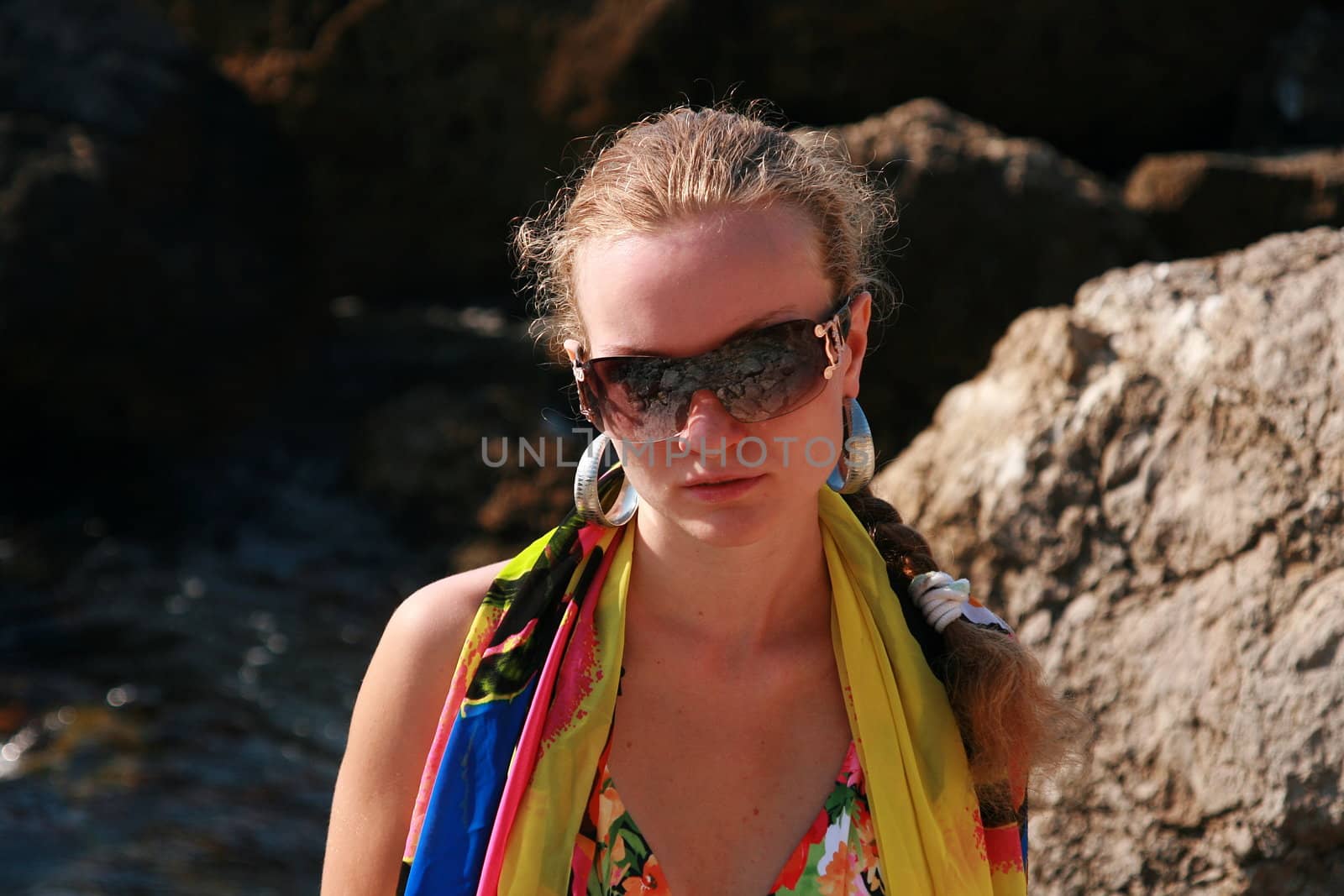 girl at wild beach