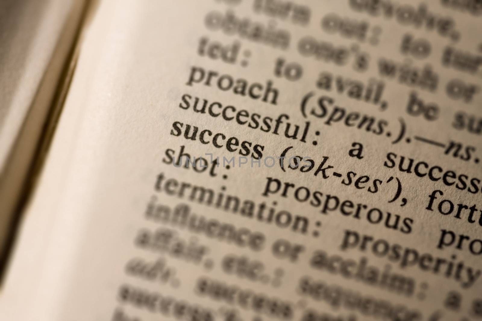 Closeup of the word success with a shallow dof