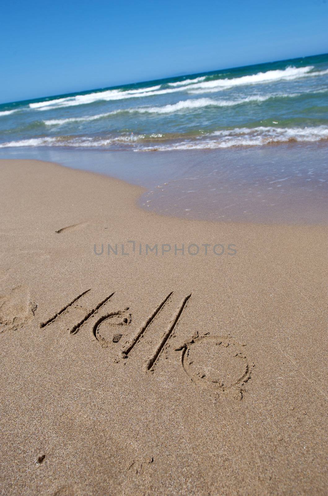 Message writing on a wonderful beach