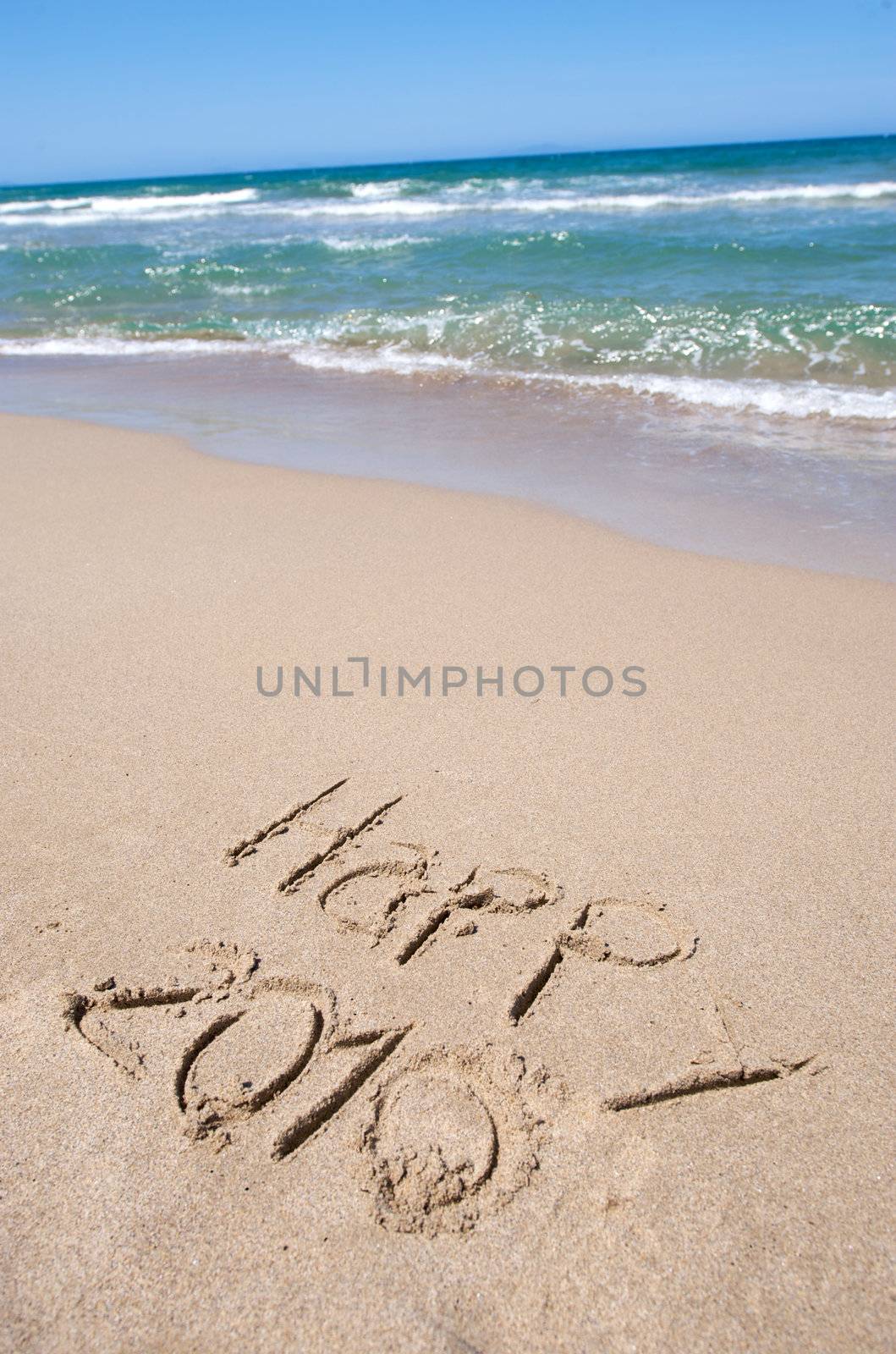 Message writing on a wonderful beach