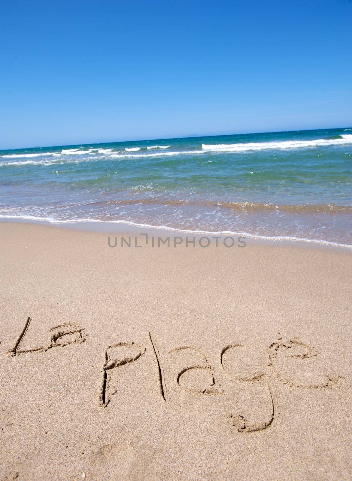 Message writing on a wonderful beach