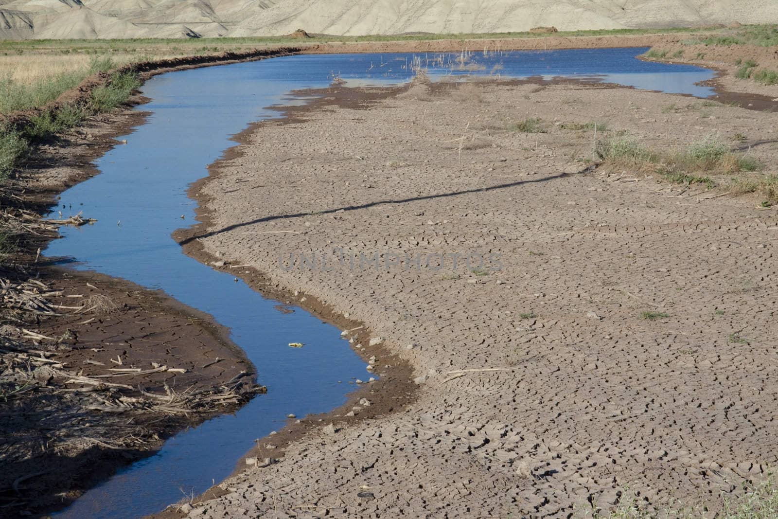 Dry ground small river on the desert - Iran