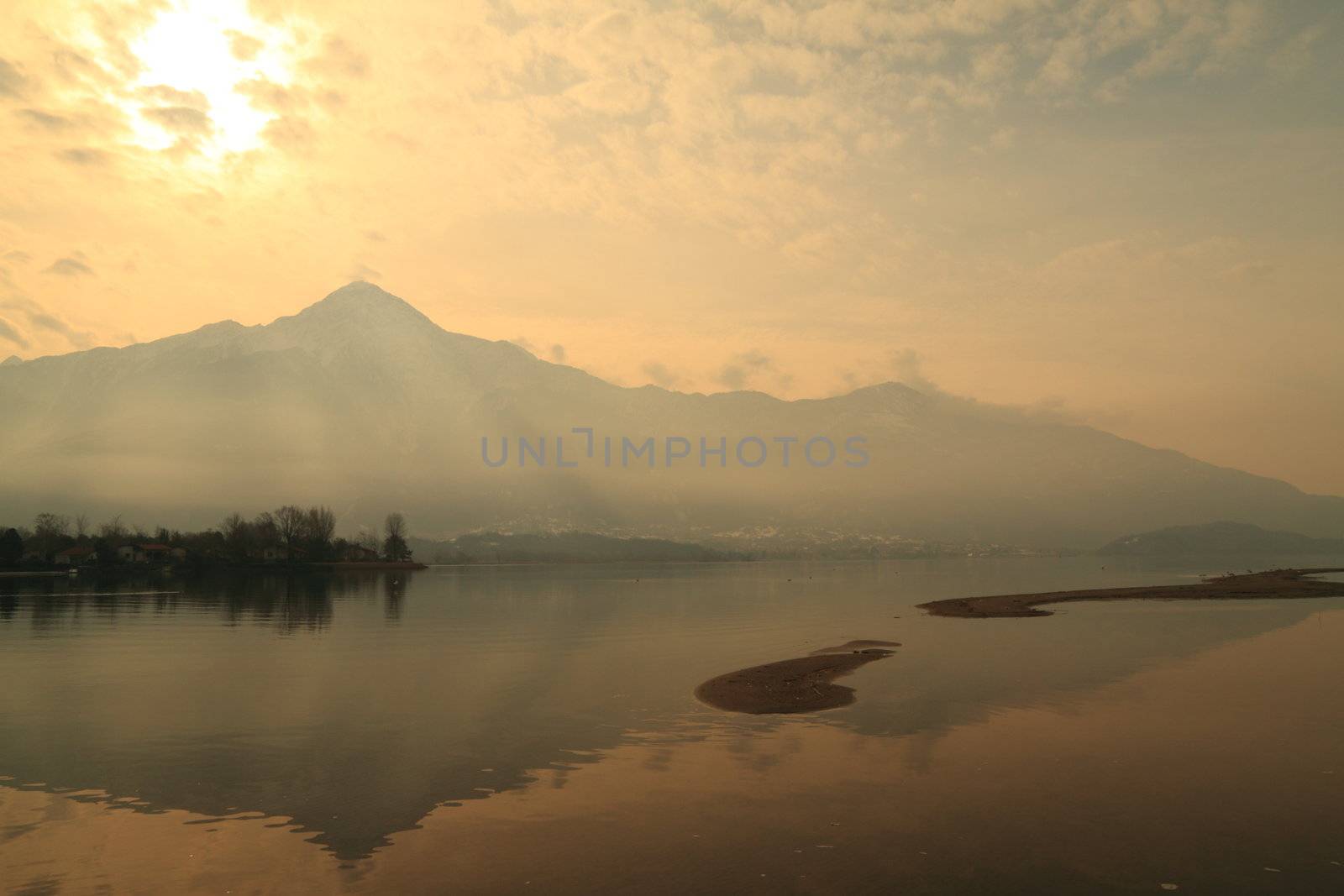 Como lake (Sorico), walking at sunset