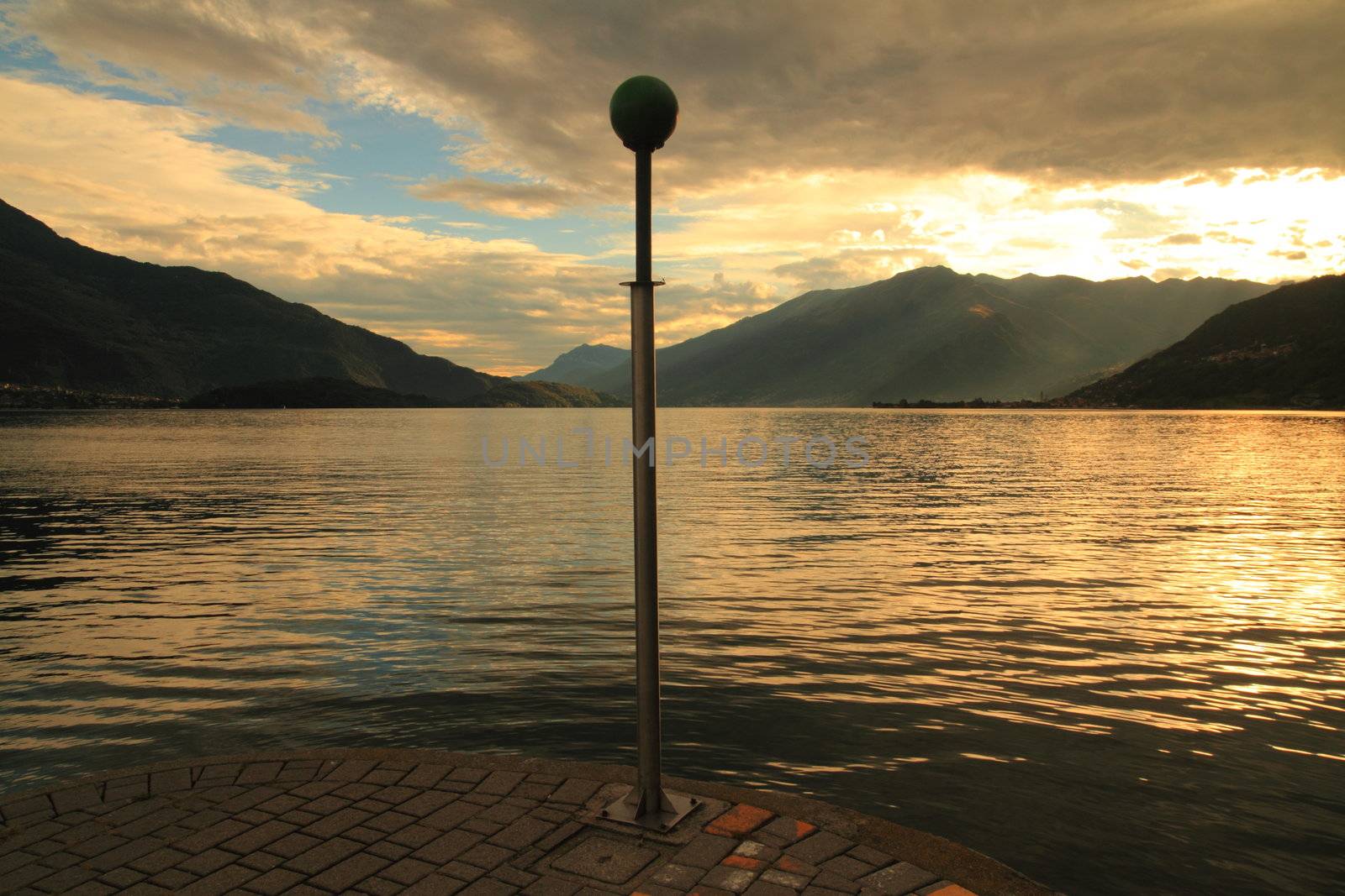 Como lake (Sorico), walking at sunset