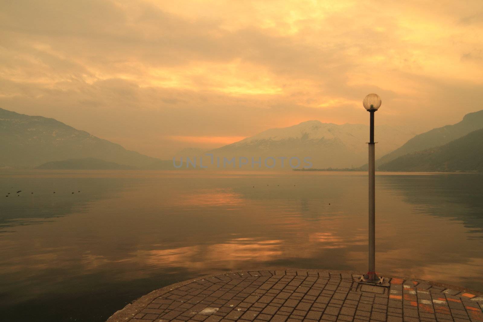 Como lake (Sorico), walking at sunset