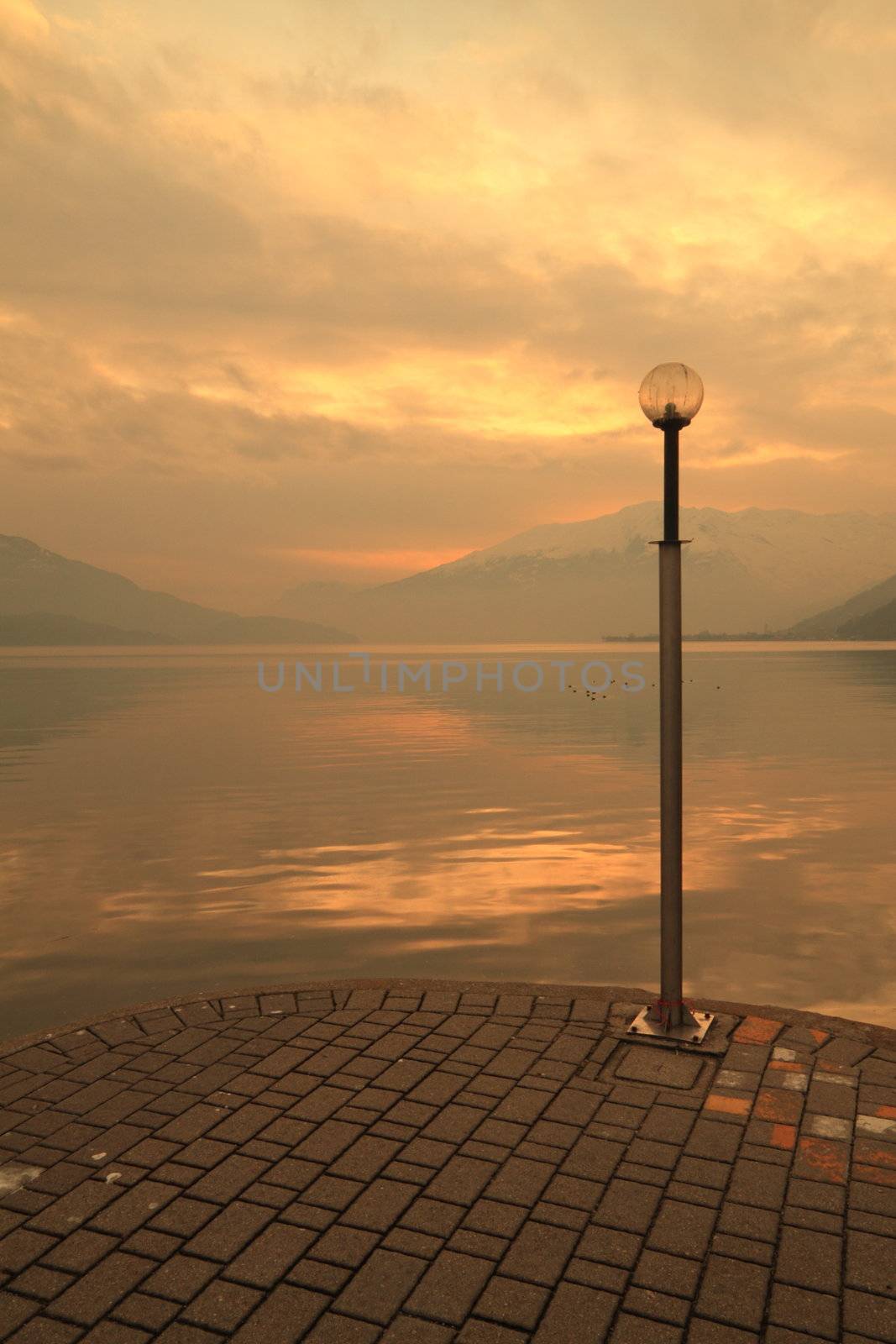 Como lake (Sorico), walking at sunset