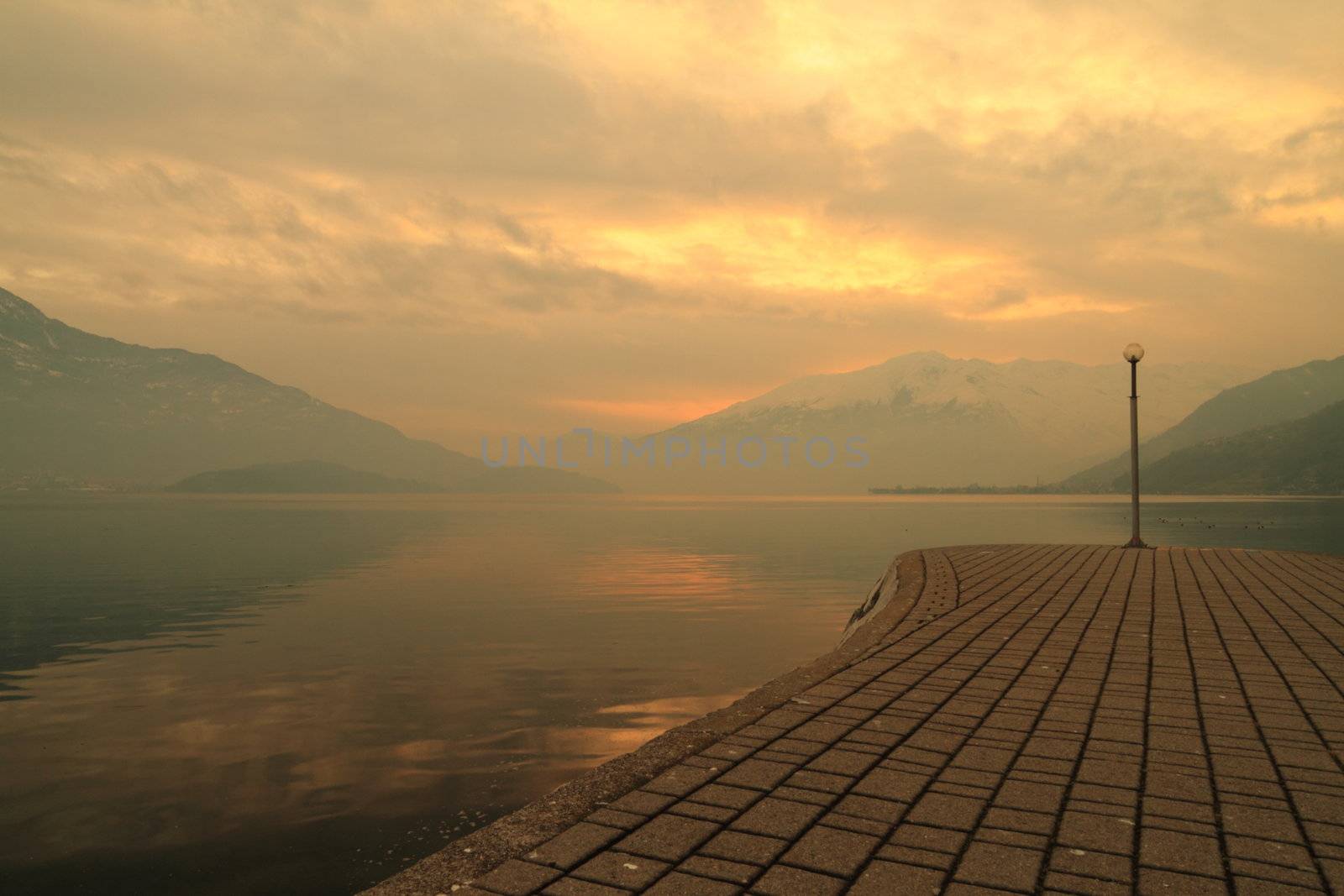 Como lake (Sorico), walking at sunset