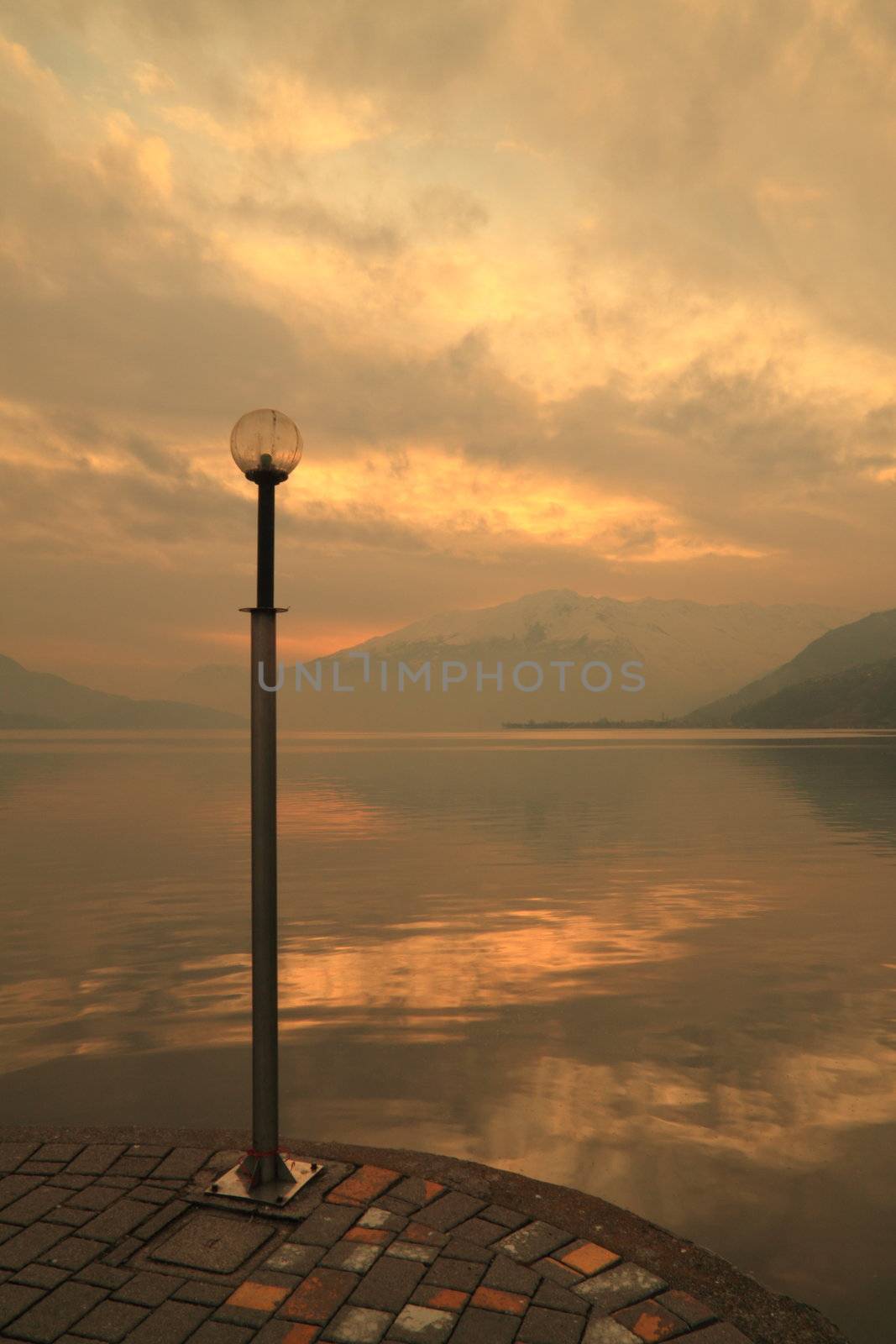 Como lake (Sorico), walking at sunset