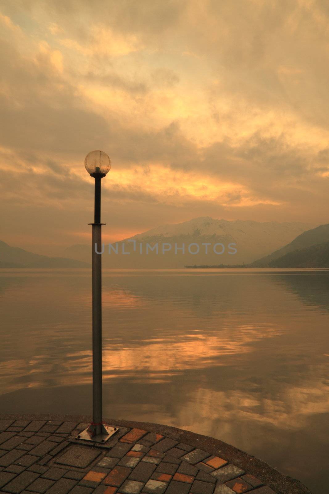 Como lake (Sorico), walking at sunset