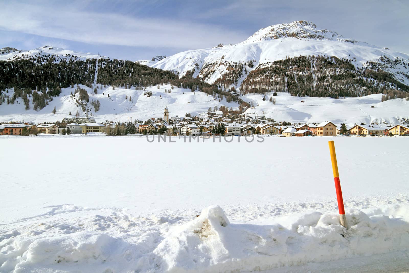 Engadina(Switzerland), view of a village in the snow