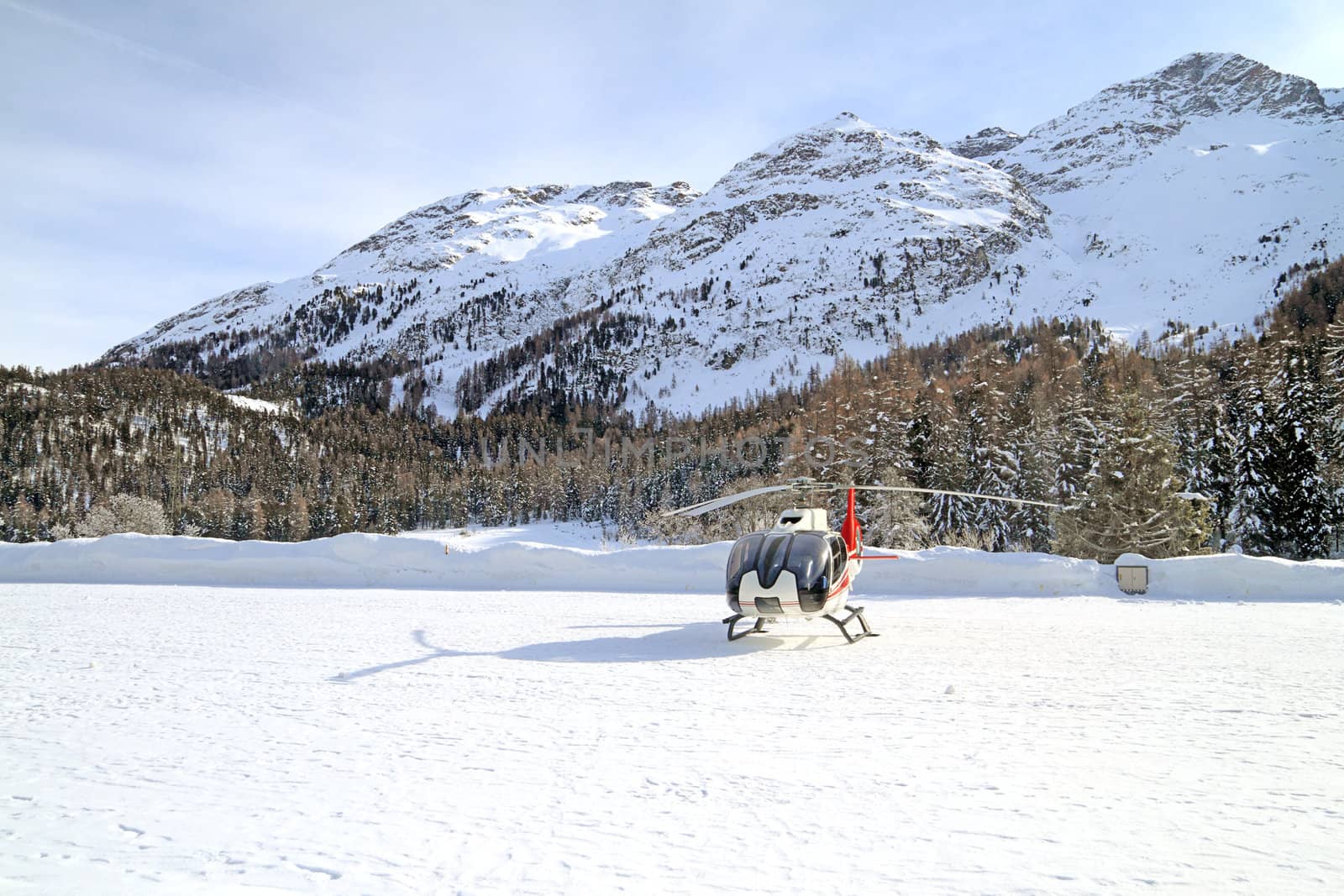 Engadina(Switzerland), helicopter on the snow