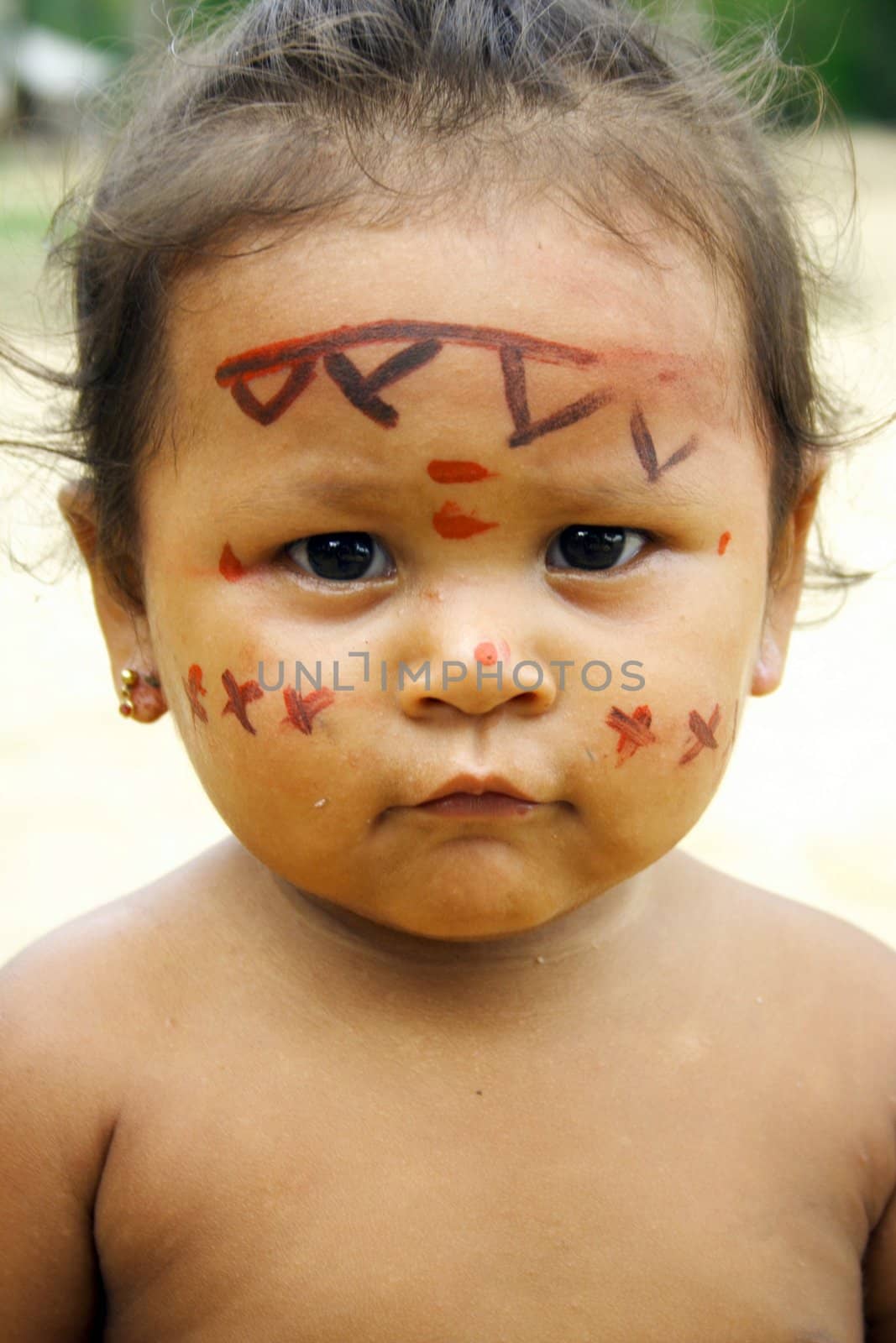 A young child photograph taken in an Amazonian tribe.