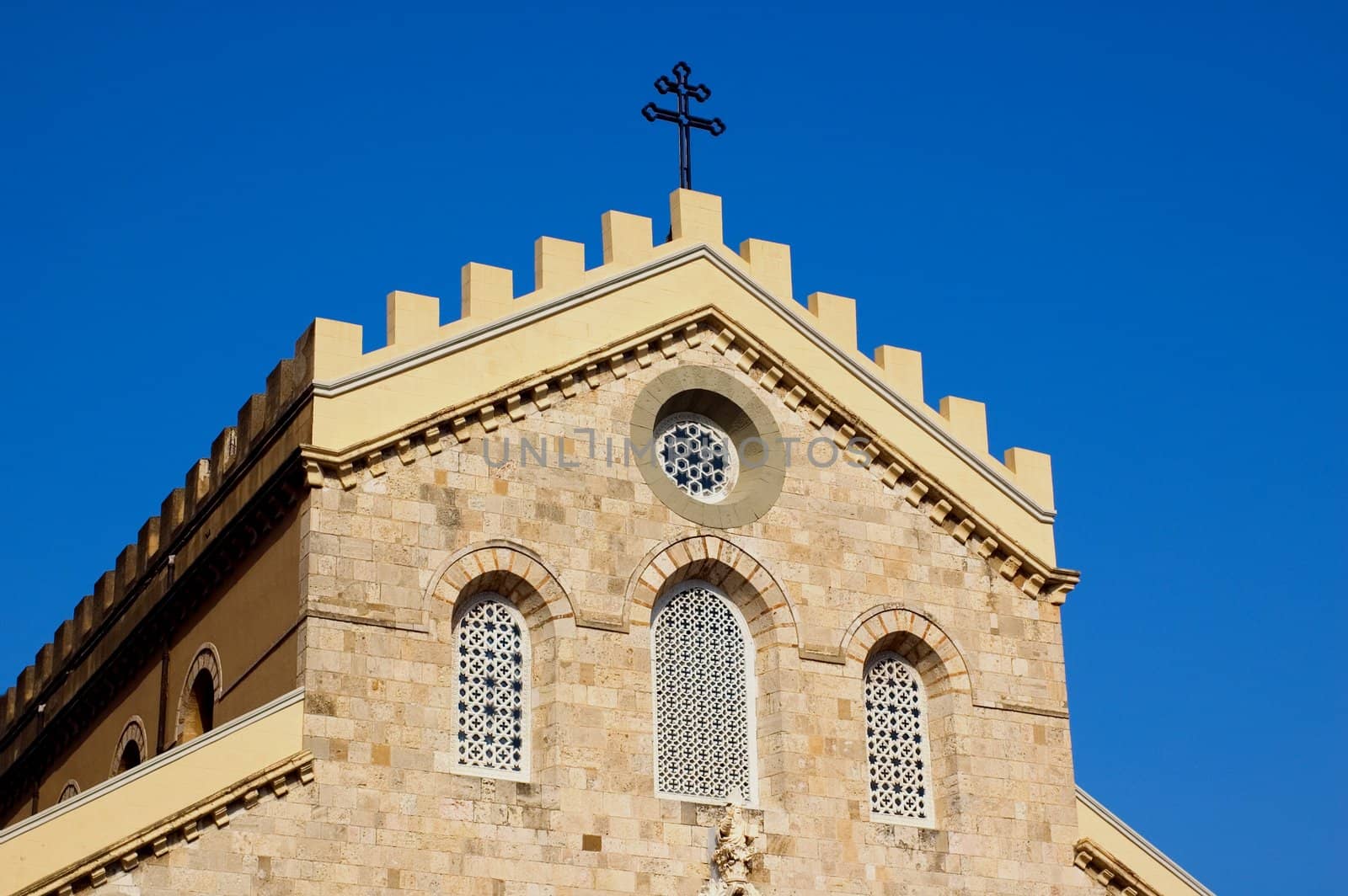 Detail of an Italian cathedral's facade