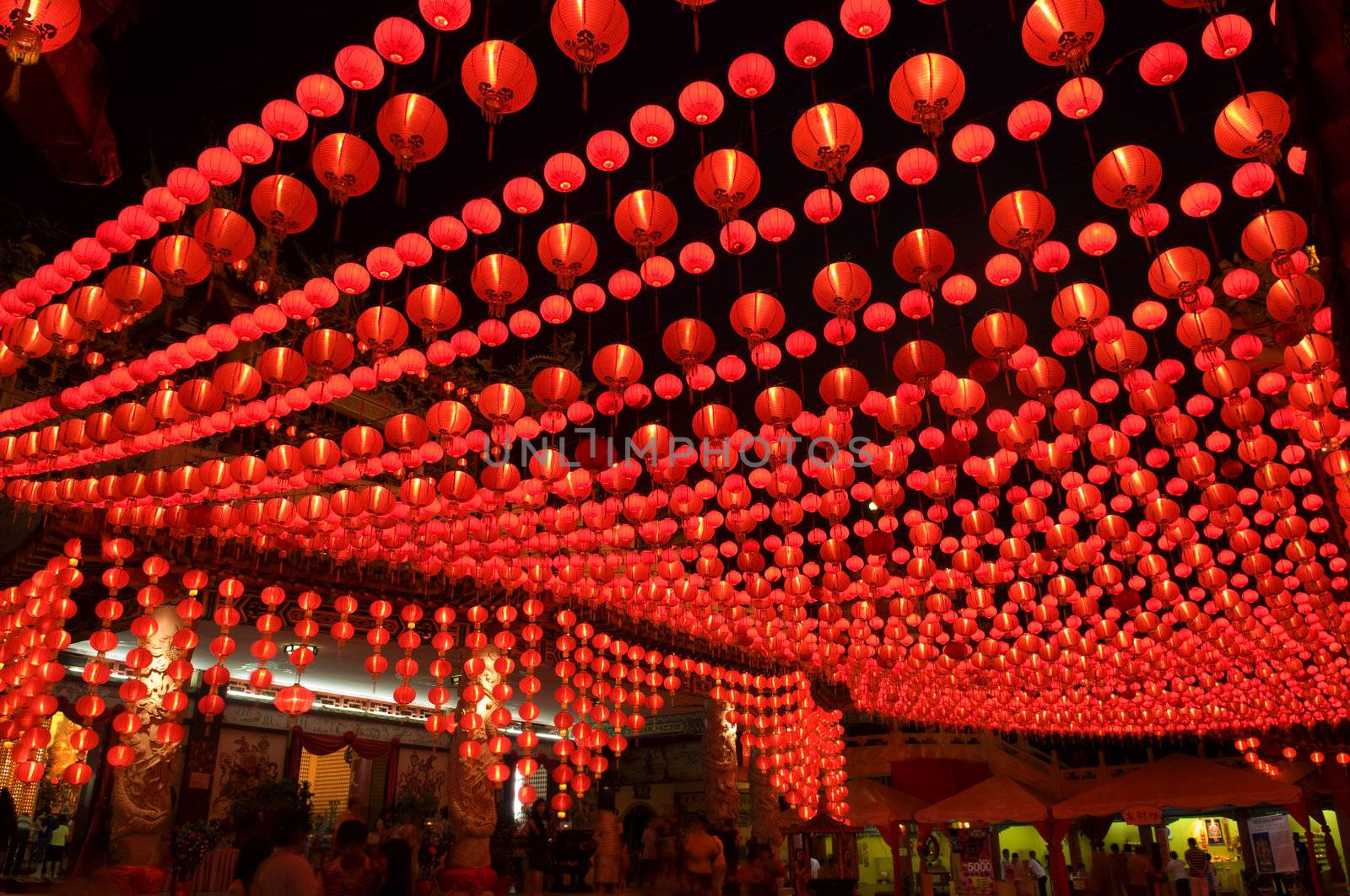 Oriental lanterns display at temple.