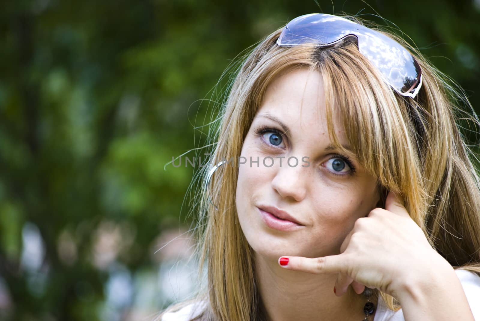beautiful young model talking on phone